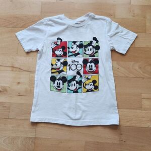 Disney Mickey Mouse Boys White 100 Year Short Sleeve T-Shirt Tee Shirt Small 6/7